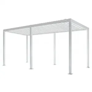Pergola Bioclimatica PRAJA Bianca in Alluminio con Tetto a Lamelle Orientabili, 3 × 6 m, Altezza 2,50 m