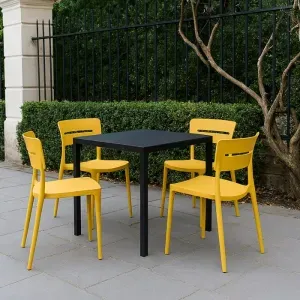 Tavolo Nexo Nero 80x80 cm in Metallo, Piano Quadrato, Altezza 75 cm e Base Autolivellante