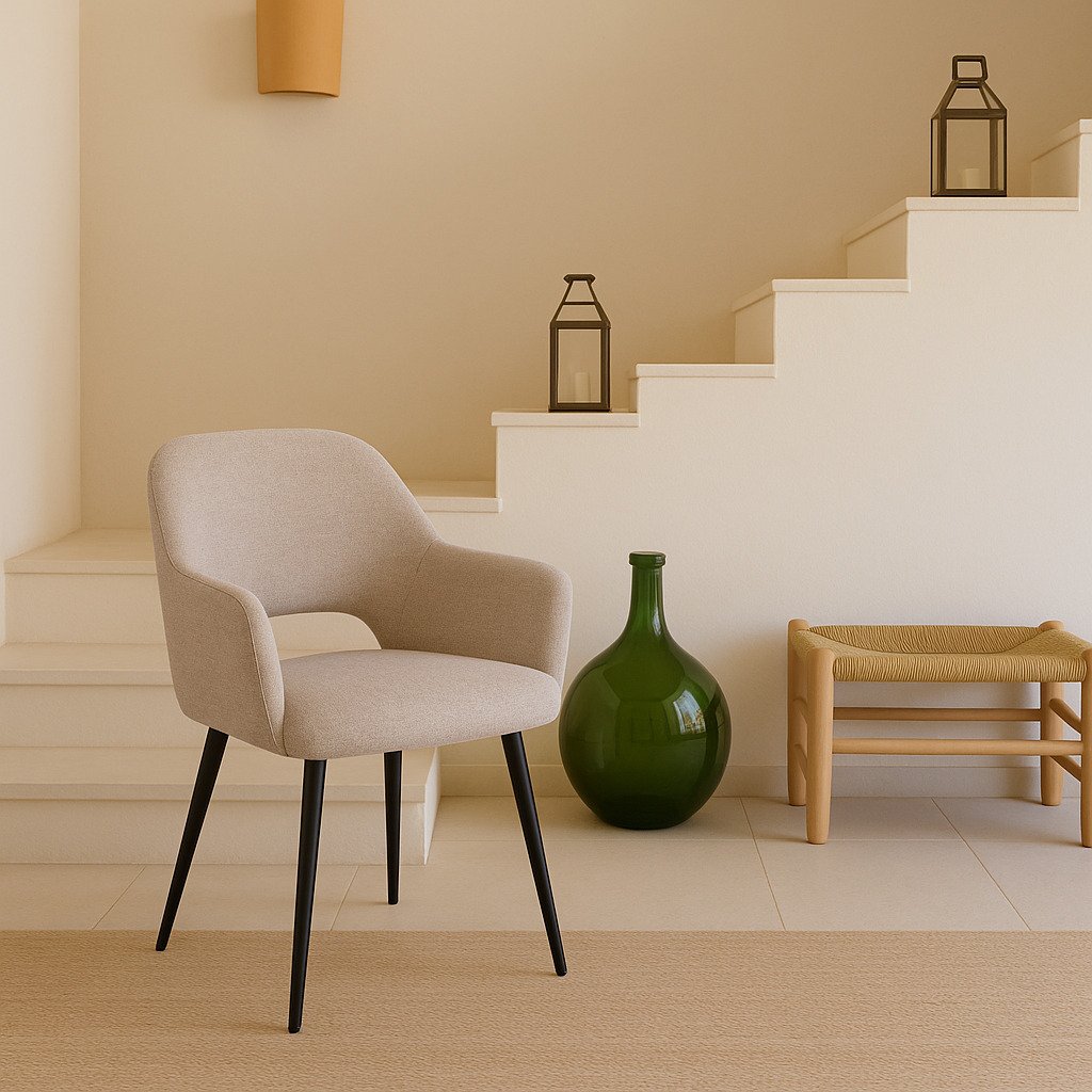 SET DI 2 POLTRONA GISELLE TESSUTO TORTORA GAMBE NERE