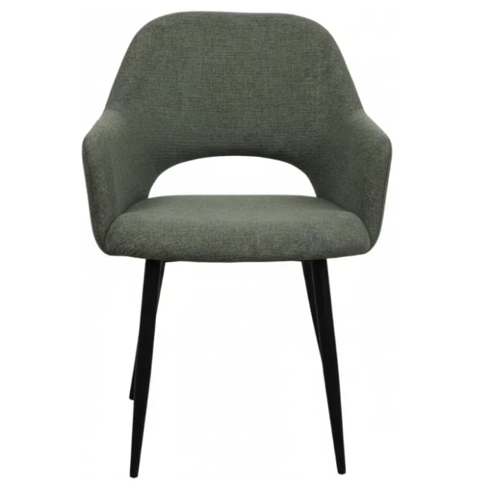 Set 2 Poltrone CHLOE in Tessuto Verde con Schienale Avvolgente e Gambe in Metallo Nero, 60 × 57 × 83 cm