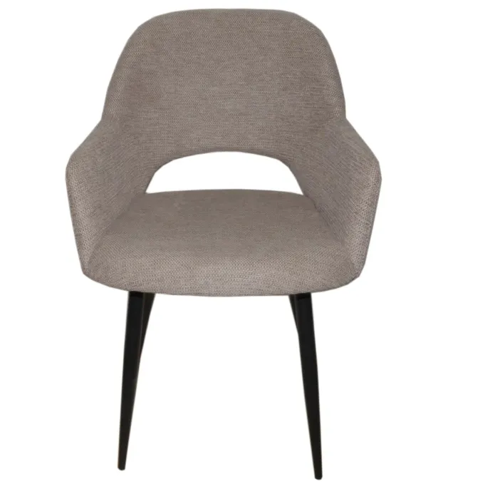 Set 2 Poltrone CHLOE in Tessuto Tortora con Schienale Avvolgente e Gambe Nere, 60 × 57 × 83 cm
