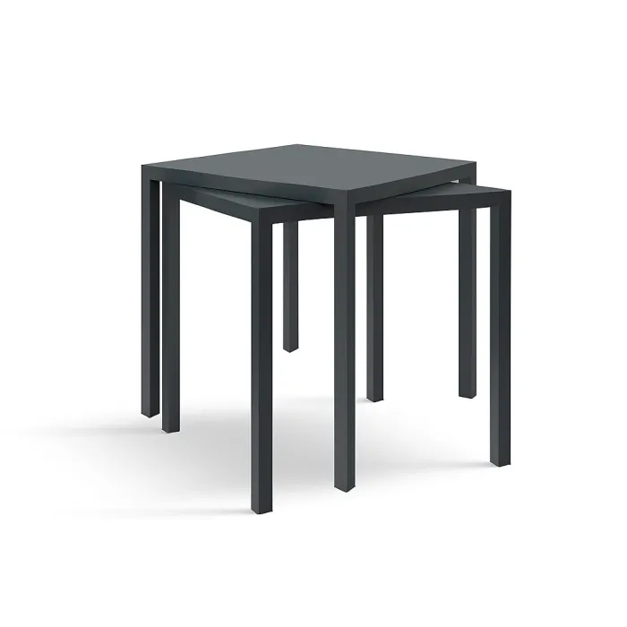 Tavolo NEXO Quadrato in Metallo Grafite, 70 × 70 cm, Altezza 75 cm