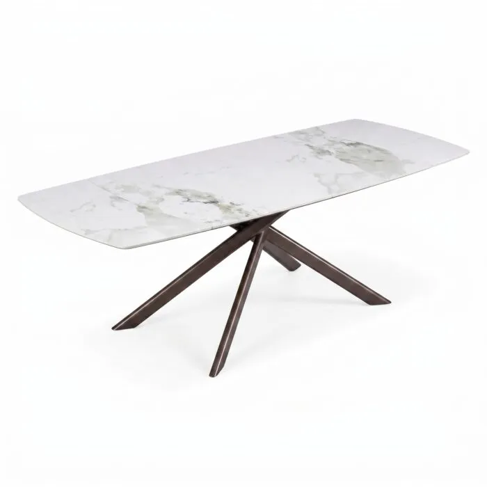 Tavolo Allungabile KRONOS Patagonia in Gres Porcellanato, Gambe in Metallo Bronzo, 160/240 cm