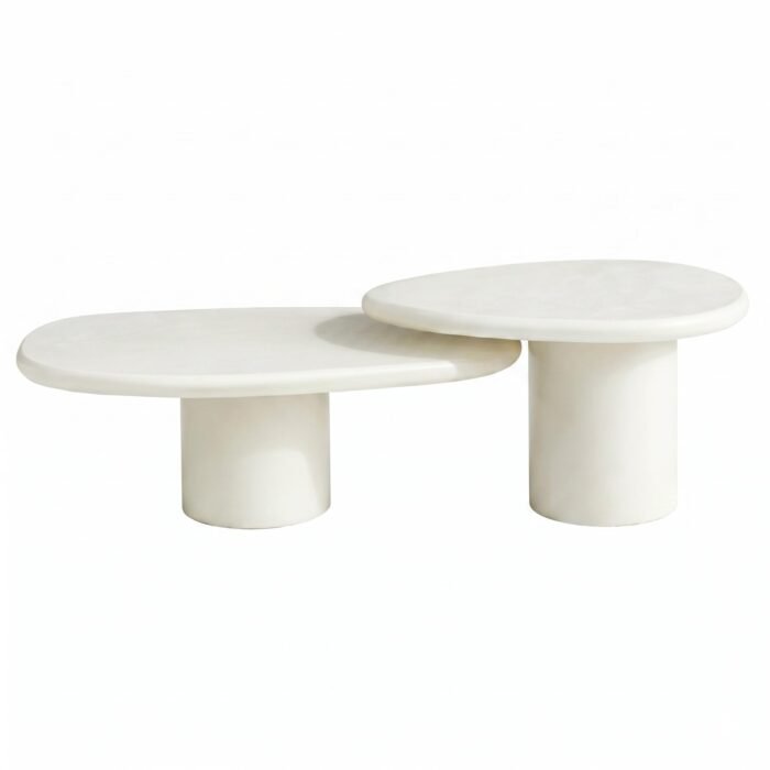 Set 2 Tavolini AURA Effetto Cemento Panna