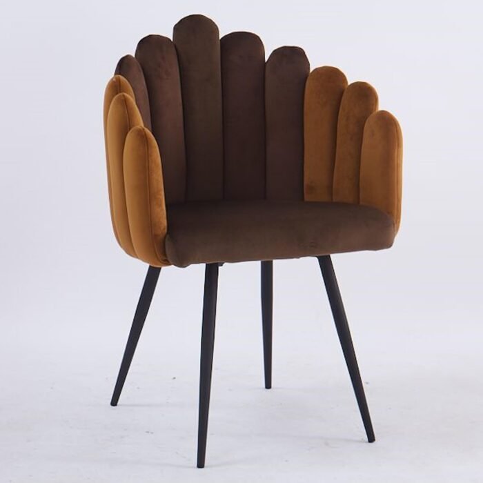 Set 4 Poltrone NEREA in Velluto Marrone Bronzo con Gambe in Metallo Nero