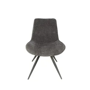 Set da 4 Sedie ORFEO Grigio Talpa in Tessuto Malmo, Seduta e Schienale Imbottiti, Gambe in Metallo, 53 x 60 x 84 cm