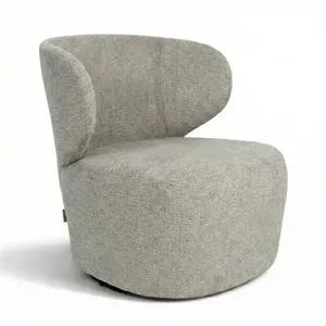Poltrona Girevole Imbottita ELIDE Tortora in Tessuto Aragon, Design Avvolgente, 73 x 76 x 76 cm