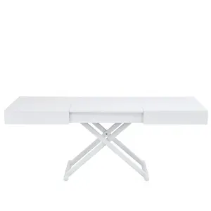 Tavolo Trasformabile VORTEXA Allungabile in Laminato Bianco, da Tavolino a Tavolo da Pranzo, 120+35+35 x 80 cm