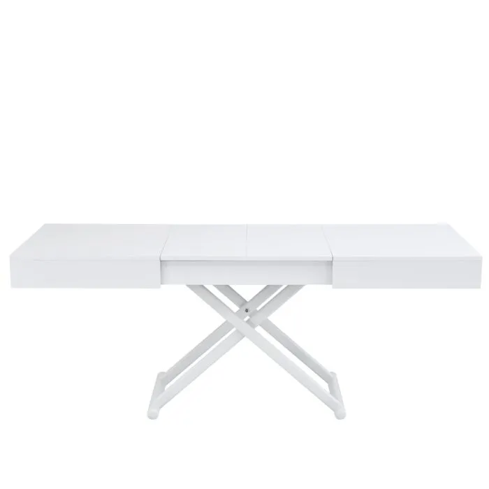 Tavolo Trasformabile VORTEXA Allungabile in Laminato Bianco, da Tavolino a Tavolo da Pranzo, 120+35+35 x 80 cm