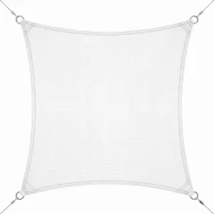 Vela Ombreggiante Quadrata 5 x 5 m Bianca, Tessuto Traspirante per Giardino, Terrazzo e Patio