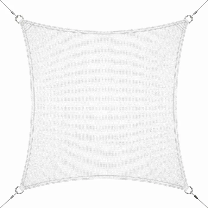 Vela Ombreggiante Quadrata 5 x 5 m Bianca, Tessuto Traspirante per Giardino, Terrazzo e Patio