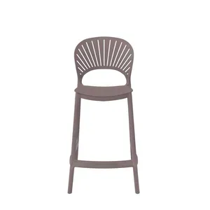 Set da 2 Sgabelli CORALIA H65 in Polipropilene Bronzo, Schienale Traforato e Poggiapiedi, 39 x 53 x 96 cm
