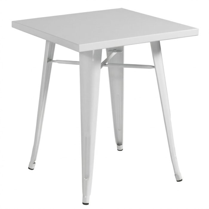 TAVOLO ROBERT PIVOT IN LAMIERA GALVANIZZATA AVORIO 60x60x75 CM