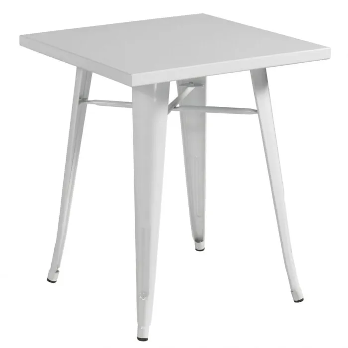 TAVOLO ROBERT PIVOT IN LAMIERA GALVANIZZATA AVORIO 60x60x75 CM