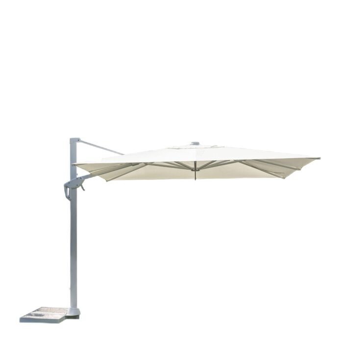 OMBRELLONE CONTRACT MEZZA RETTANGOLARE 3x4 M BIANCO CON BASE DECENTRATA