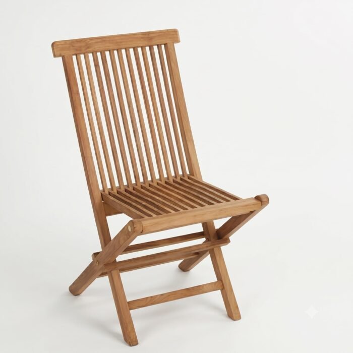 Set 2 Sedie Pieghevoli ELISIA in Legno di Teak con Cuscino Ecru 91x46x60 cm
