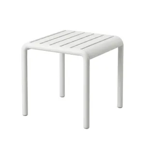 Tavolino KORIS 45 x 45 cm in Polipropilene con Fibra di Vetro Bianco, Resistente ai Raggi UV