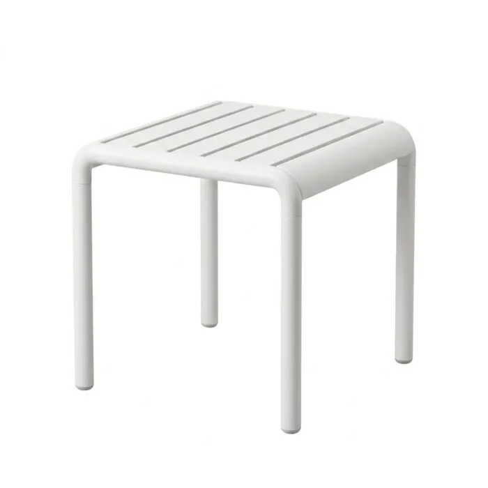 Tavolino KORIS 45 x 45 cm in Polipropilene con Fibra di Vetro Bianco, Resistente ai Raggi UV