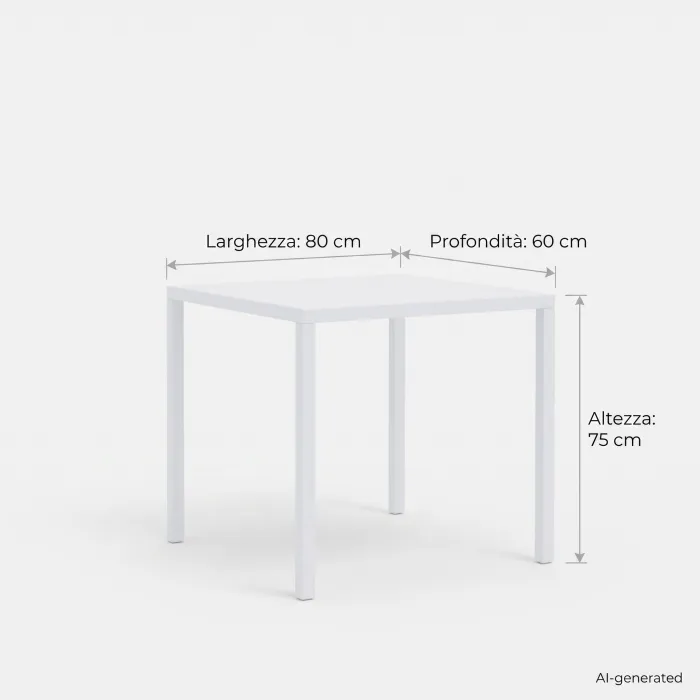 Tavolo NEXO Bianco in Metallo, Design Moderno e Salvaspazio, 80 × 60 × 75 cm - immagine 3