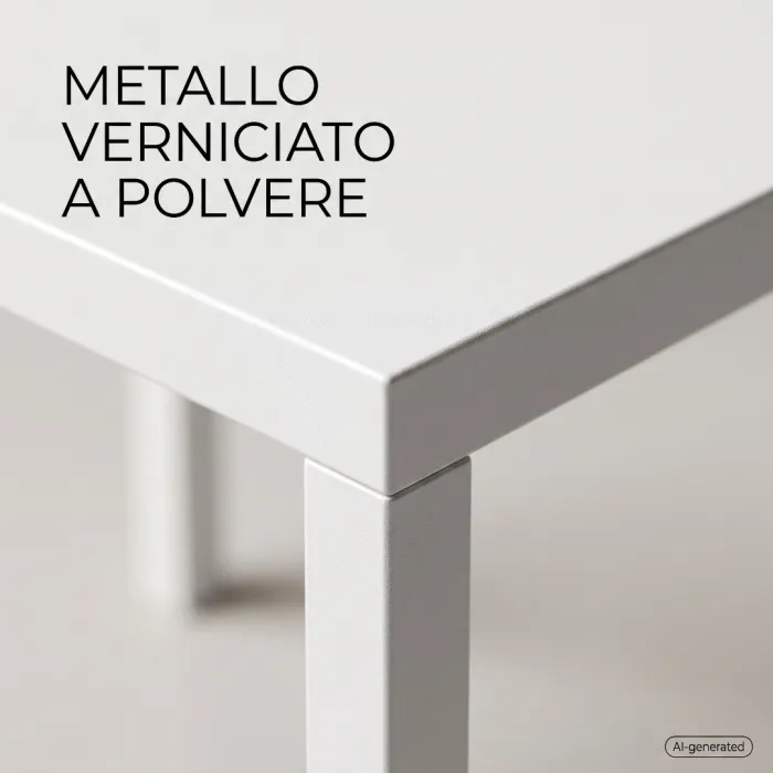 Tavolo NEXO Bianco in Metallo, Design Moderno e Salvaspazio, 80 × 60 × 75 cm - immagine 4
