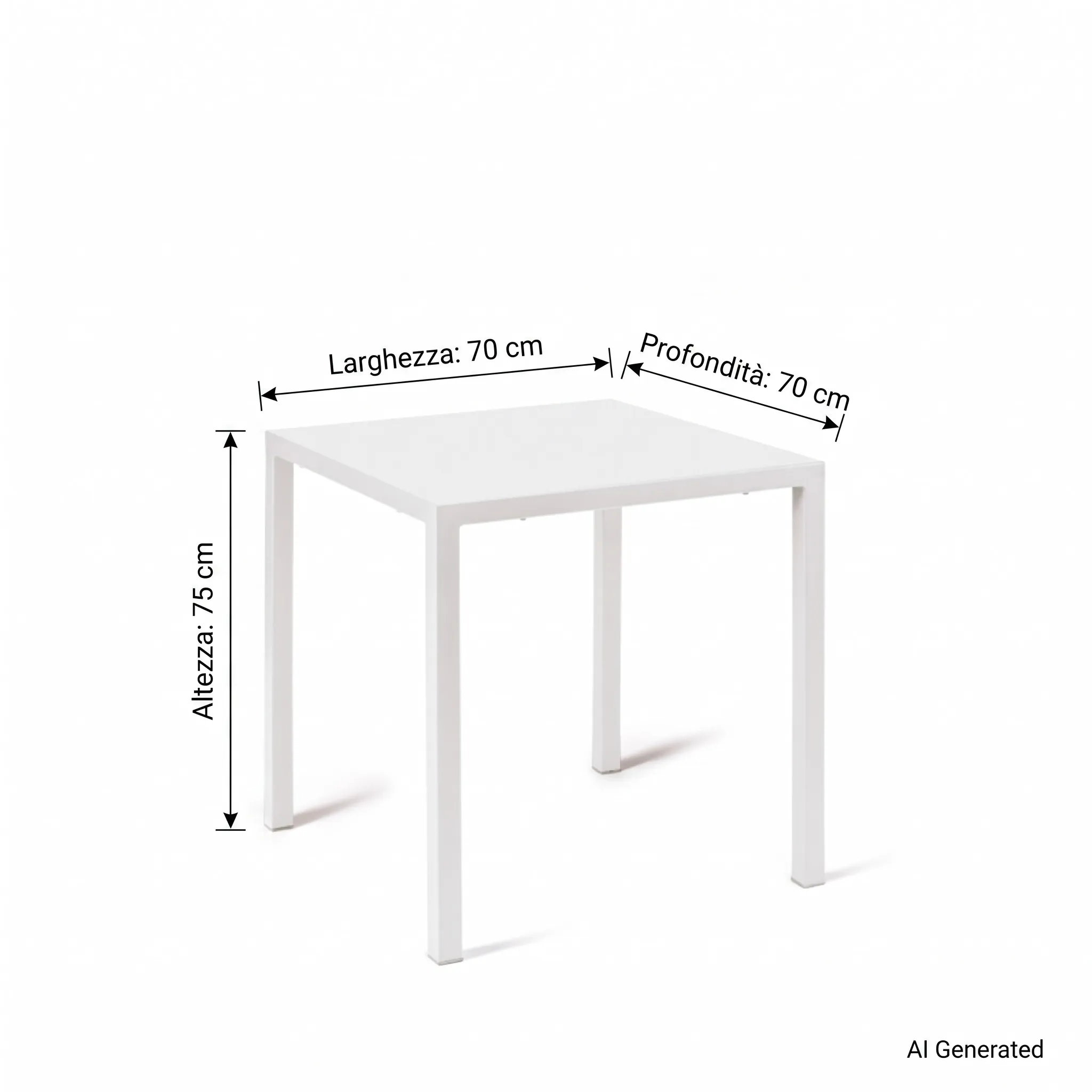 Tavolo NEXO Bianco in Metallo, Design Moderno e Salvaspazio, 70 × 70 × 75 cm - immagine 5