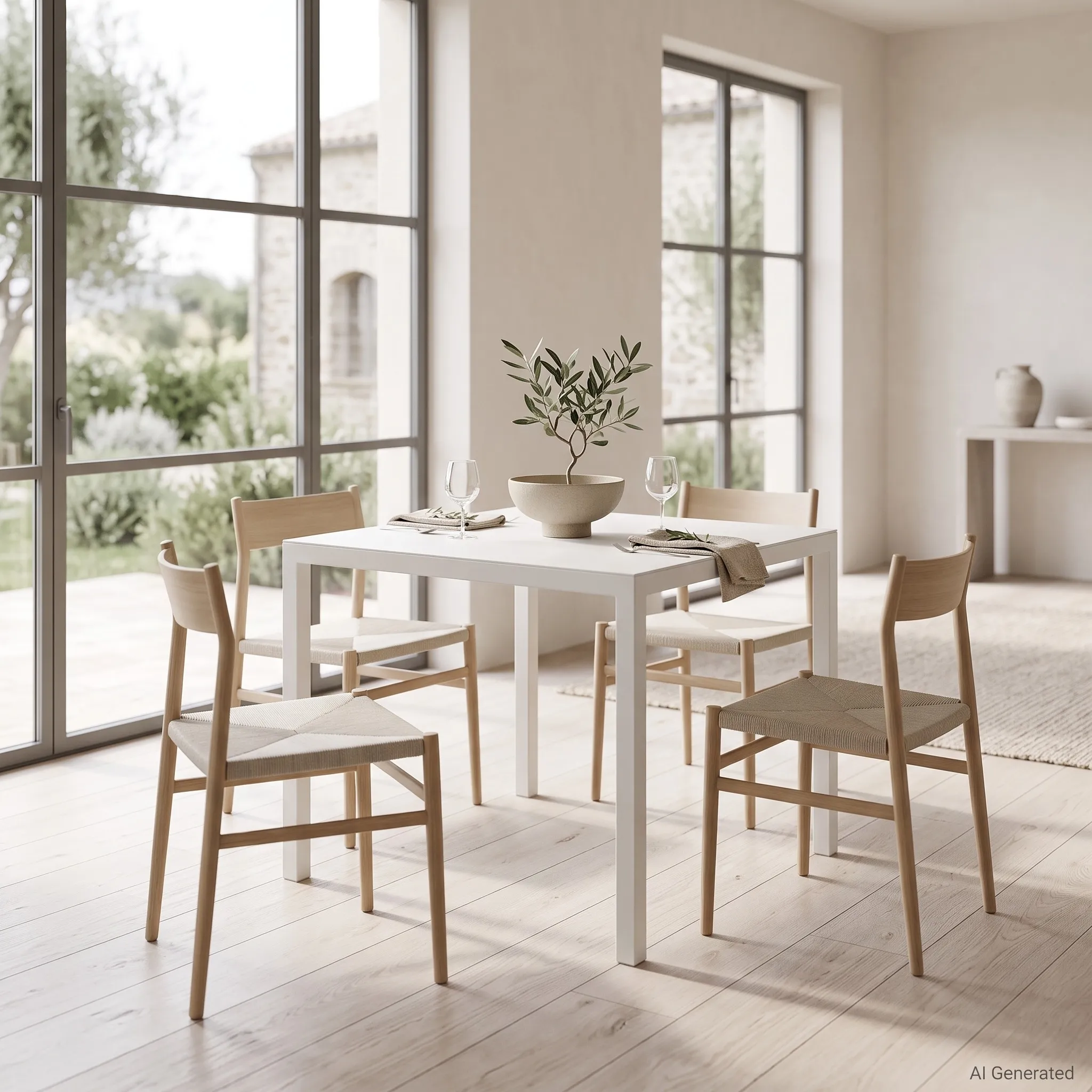 Tavolo NEXO Bianco in Metallo, Design Moderno e Salvaspazio, 70 × 70 × 75 cm - immagine 4