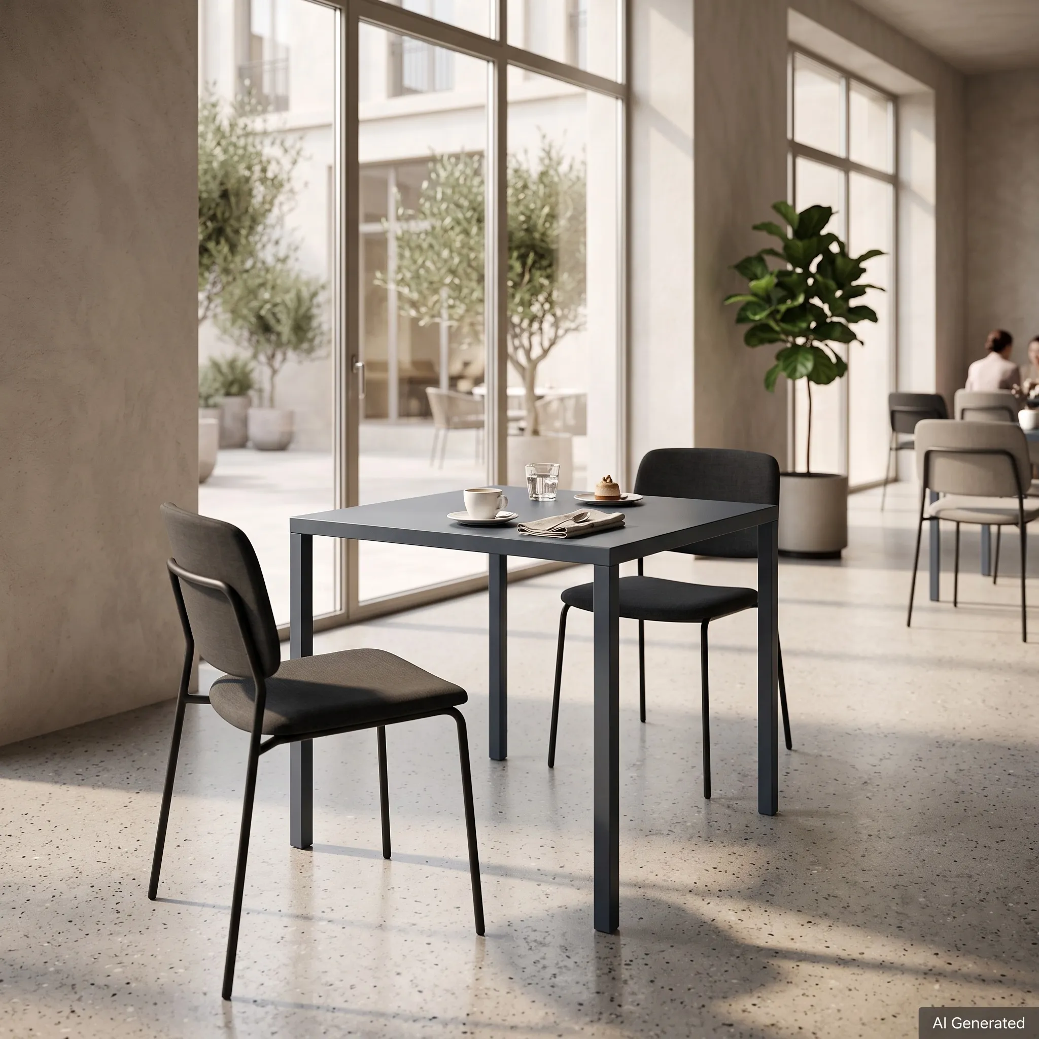 Tavolo NEXO Grafite in Metallo, Design Moderno e Piano Quadrato, 80 × 80 × 75 cm - immagine 2