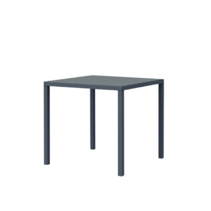 Tavolo NEXO Grafite in Metallo, Design Moderno e Piano Quadrato, 80 × 80 × 75 cm