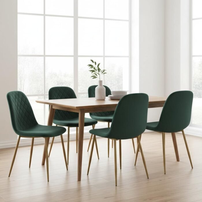 SET 4 SEDIA MARTA VELLUTO VERDE GAMBE ORO