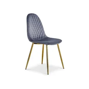 SET 4 SEDIA MARTA VELLUTO GRIGIO GAMBE ORO