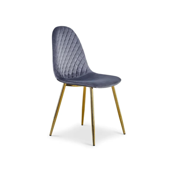 SET 4 SEDIA MARTA VELLUTO GRIGIO GAMBE ORO