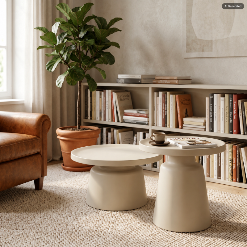 Set 2 Tavolini NADIR in Metallo dal Design Moderno e Rotondo - immagine 12