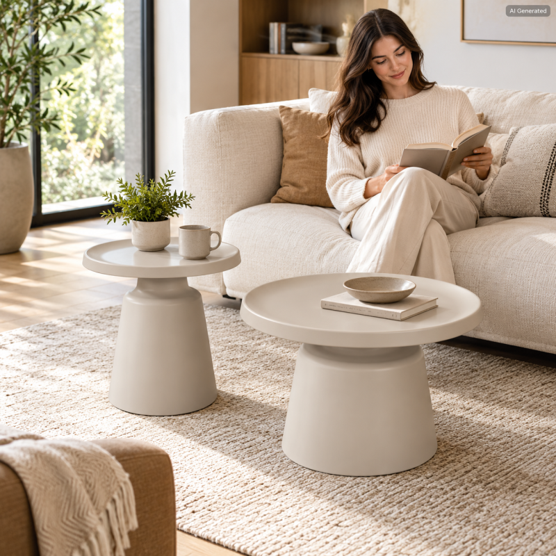 Set 2 Tavolini NADIR in Metallo dal Design Moderno e Rotondo - immagine 13