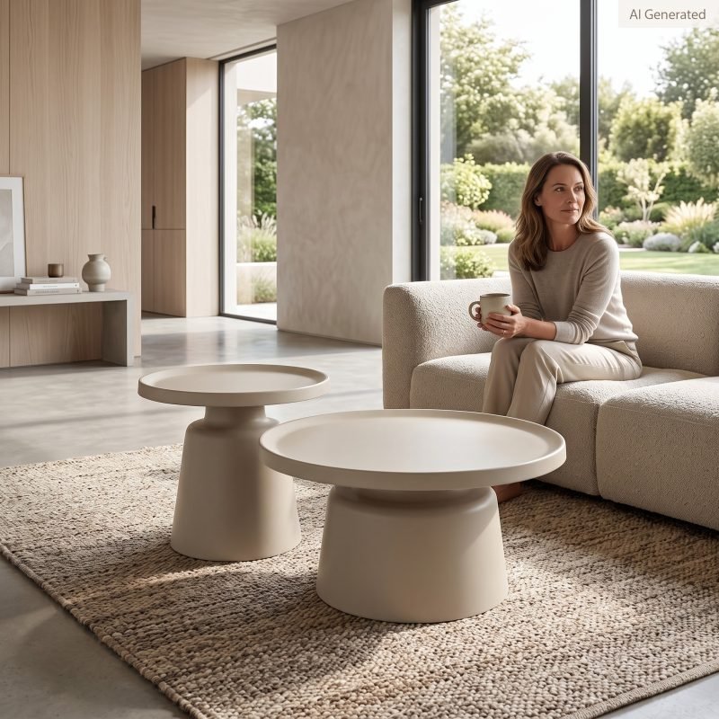 Set 2 Tavolini NADIR in Metallo dal Design Moderno e Rotondo - immagine 9